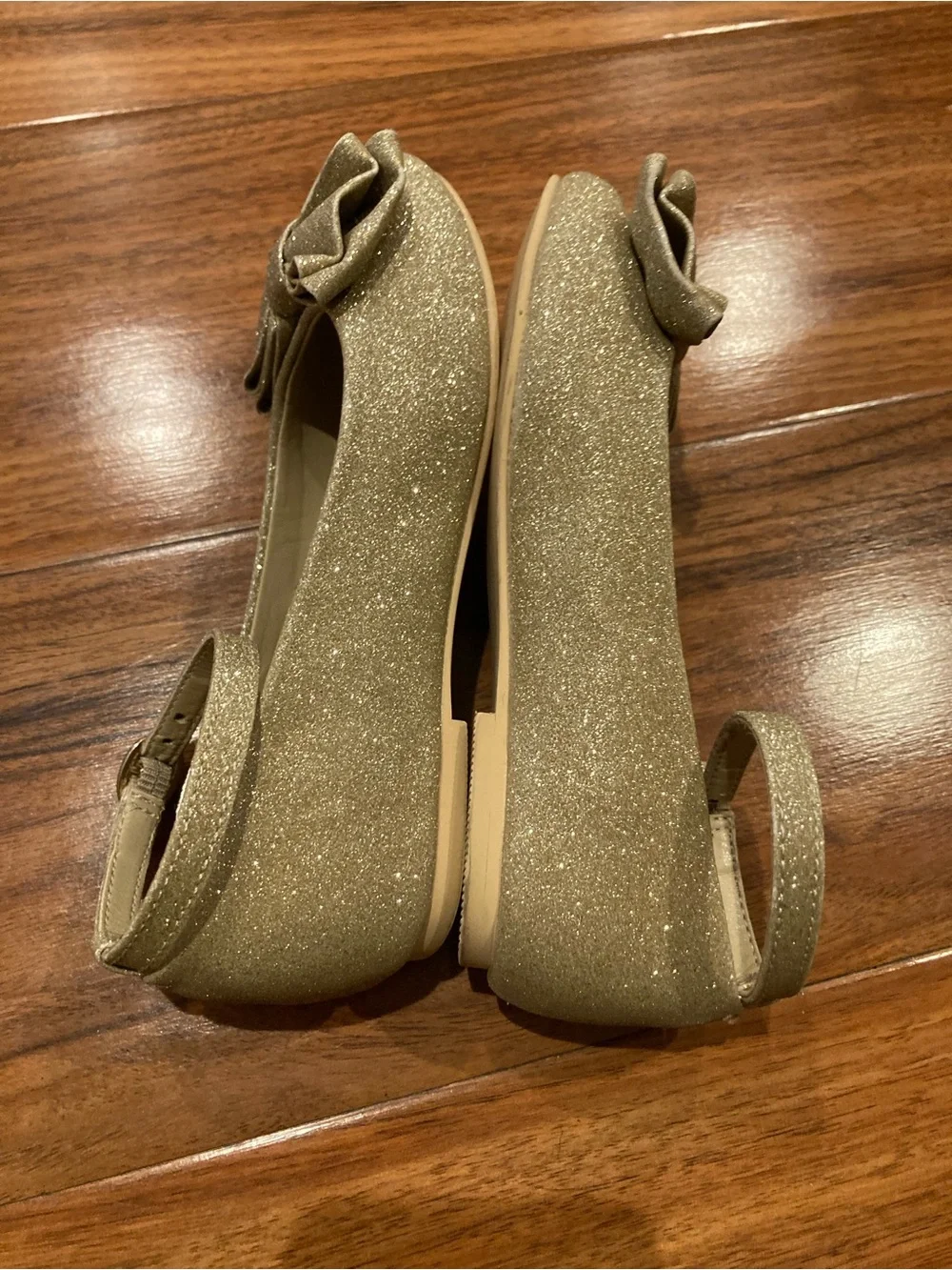 Janie and Jack Gold Sparkle Bow Ballet Flat Shoe Little Girls Toddler 9 Fancy